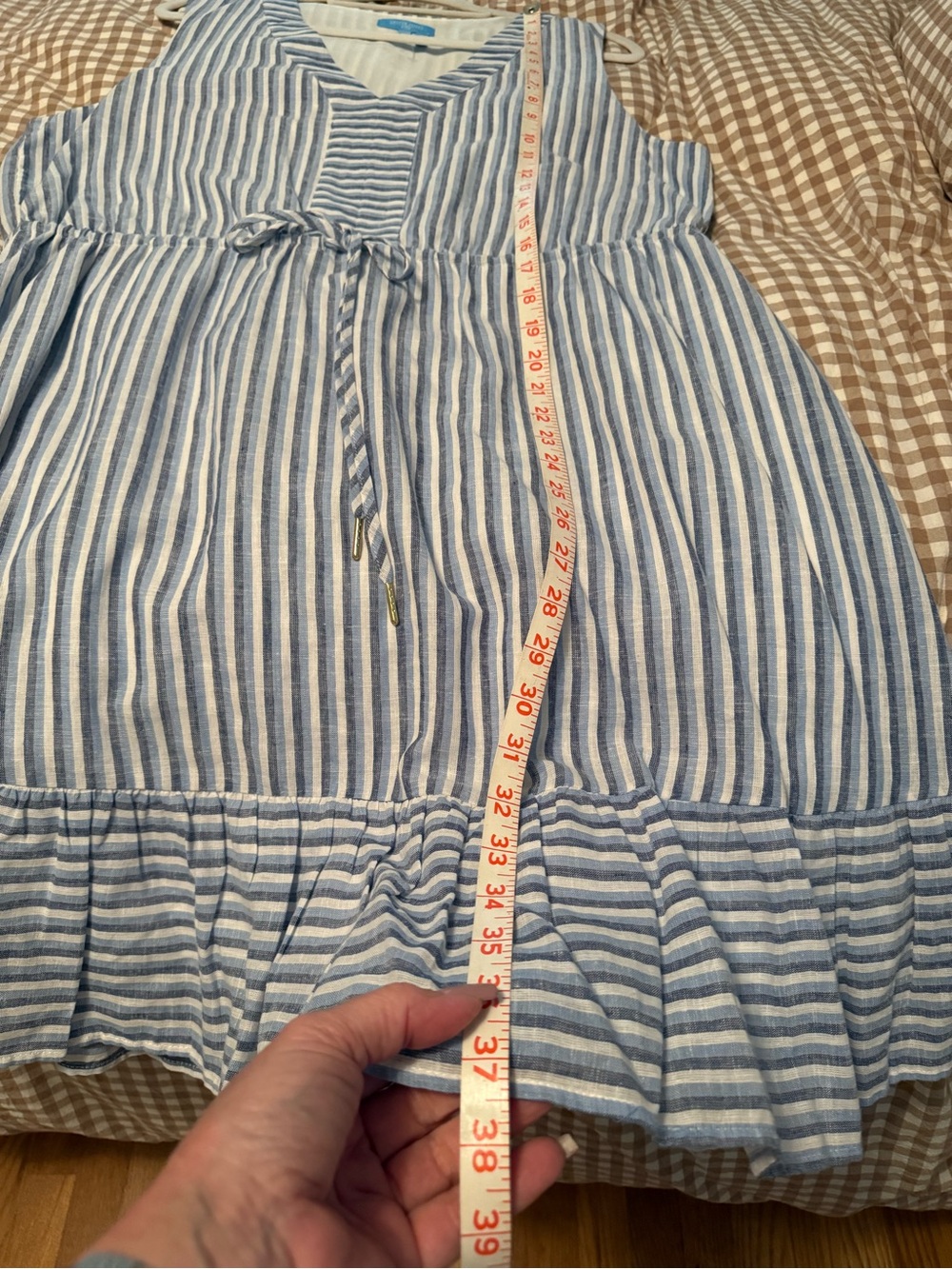 Draper James RSVP Sleeveless Blue and White Striped Knee Length Dress, XL - Picture 8 of 8